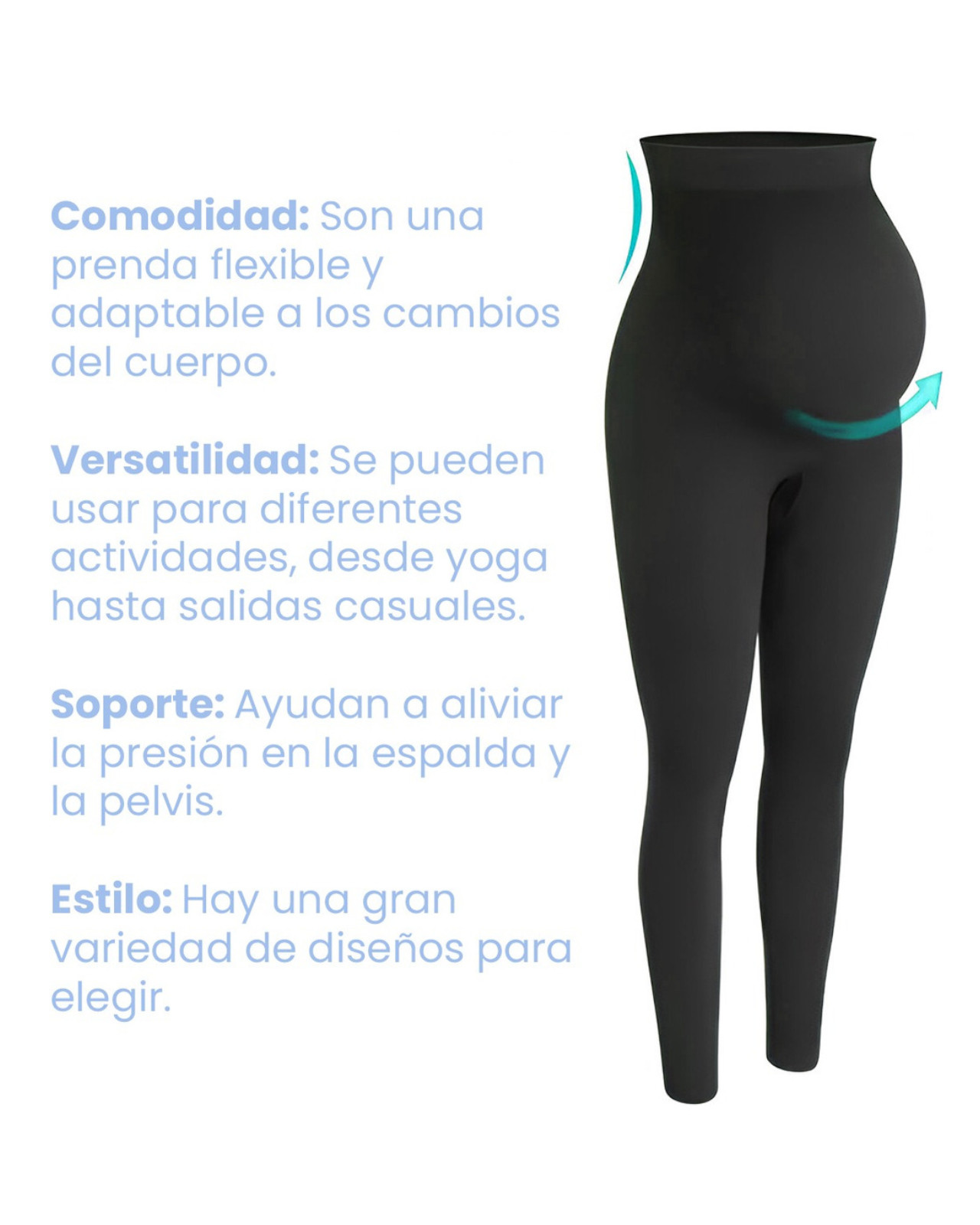 Foto 9 pulgar | Pack 3 Leggins de Maternidad Loving Moments Negros