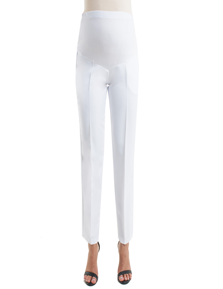 Pantalón de Maternidad de Vestir Elegante Blanco para Mujer