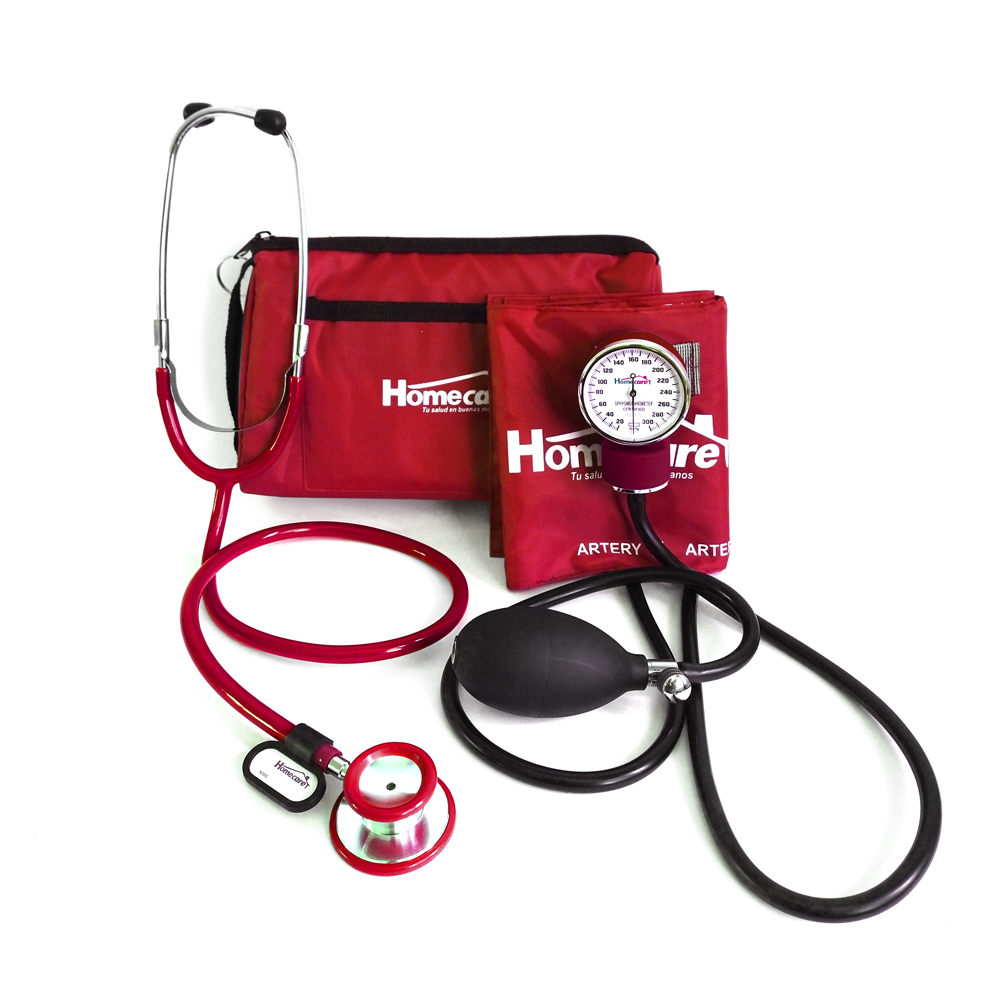 Kit Baumanómetro Homecare 2600 color Rojo con Estetoscopio Doble