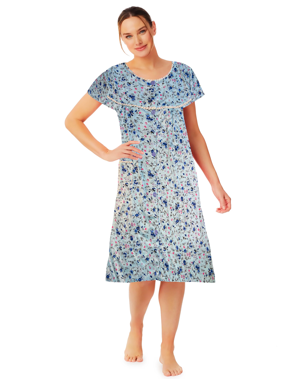 Bata para Dormir Tatys Fashion Suave y Cómoda color Azul