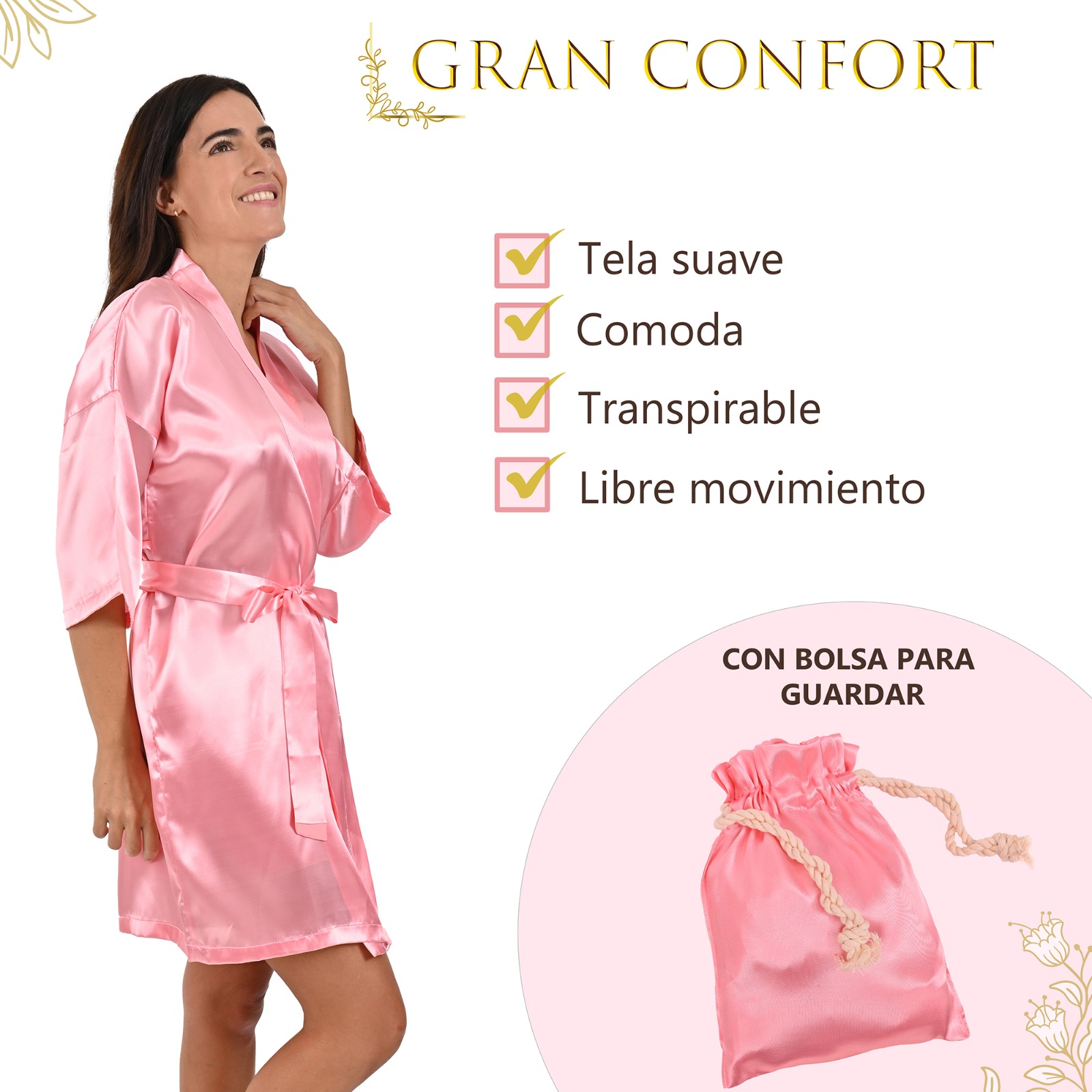 Foto 9 pulgar | Bata de Satin Mod 1818 incluye Bolsita