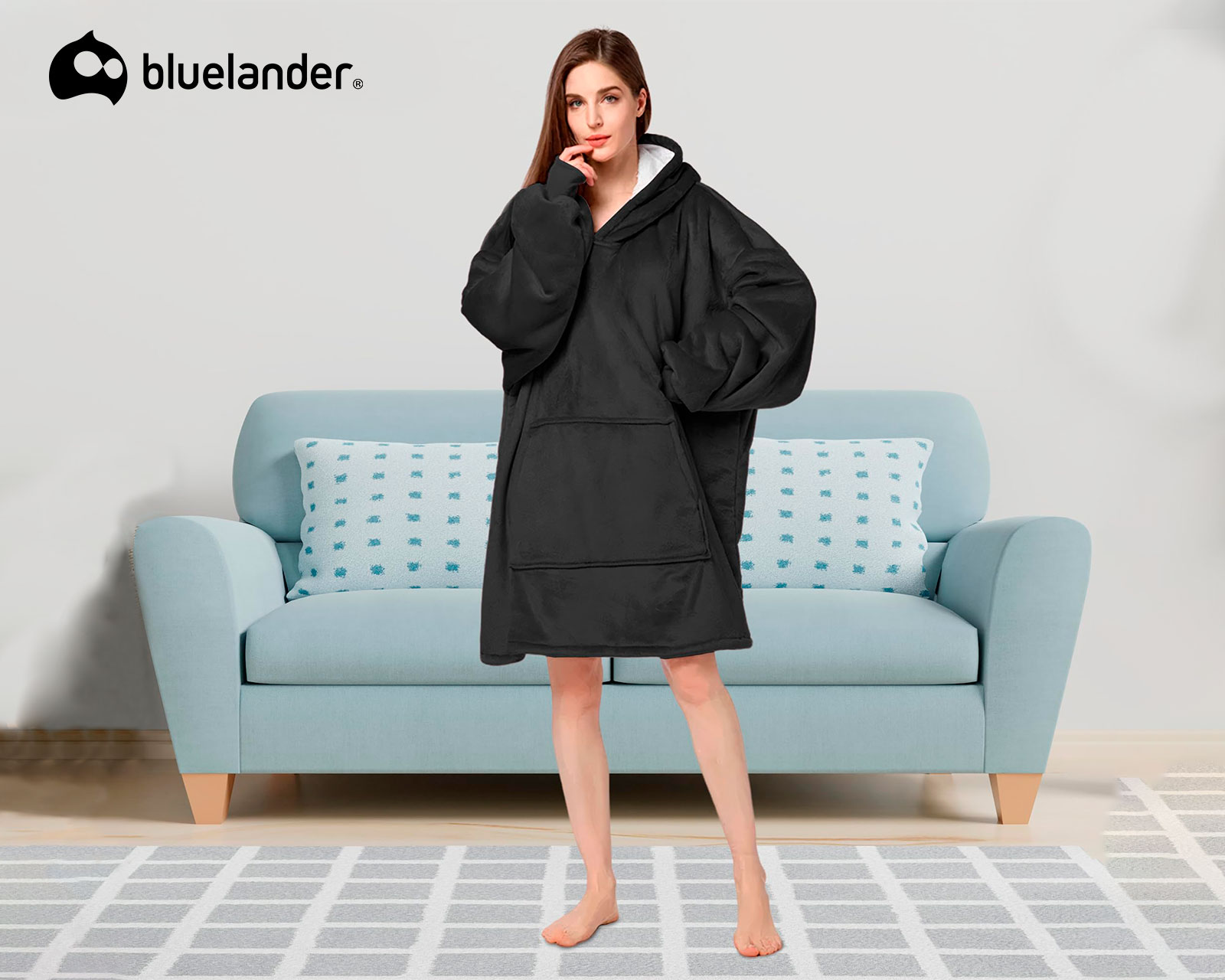 Foto 5 pulgar | Sudadera Cobija De Manta Térmica Con Capucha ,mangas Y Bolsillo Ligera Negra Unisex Bluelander