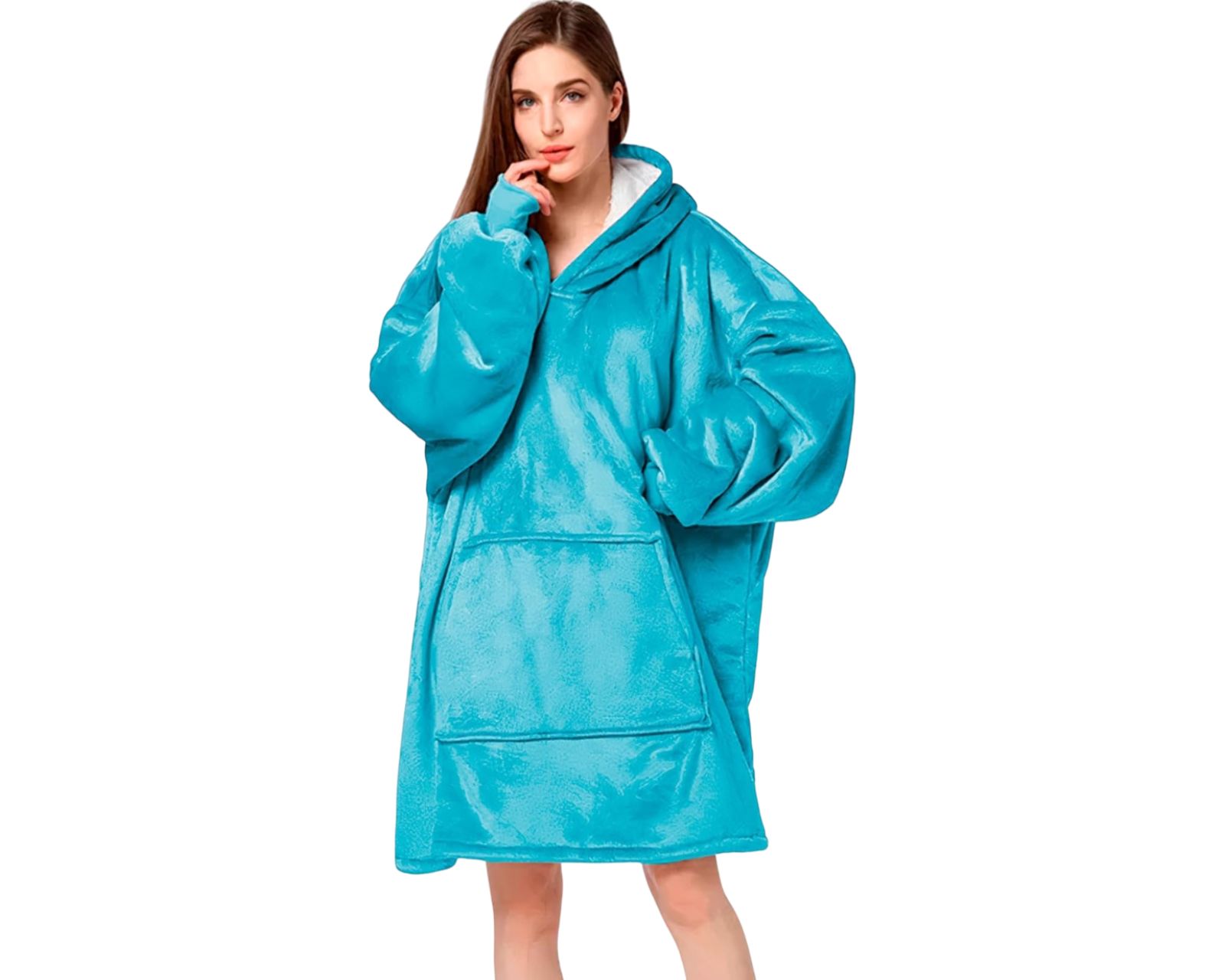 Sudadera Cobija Manta Con Borrega Unitalla Térmica Azul Bluelander