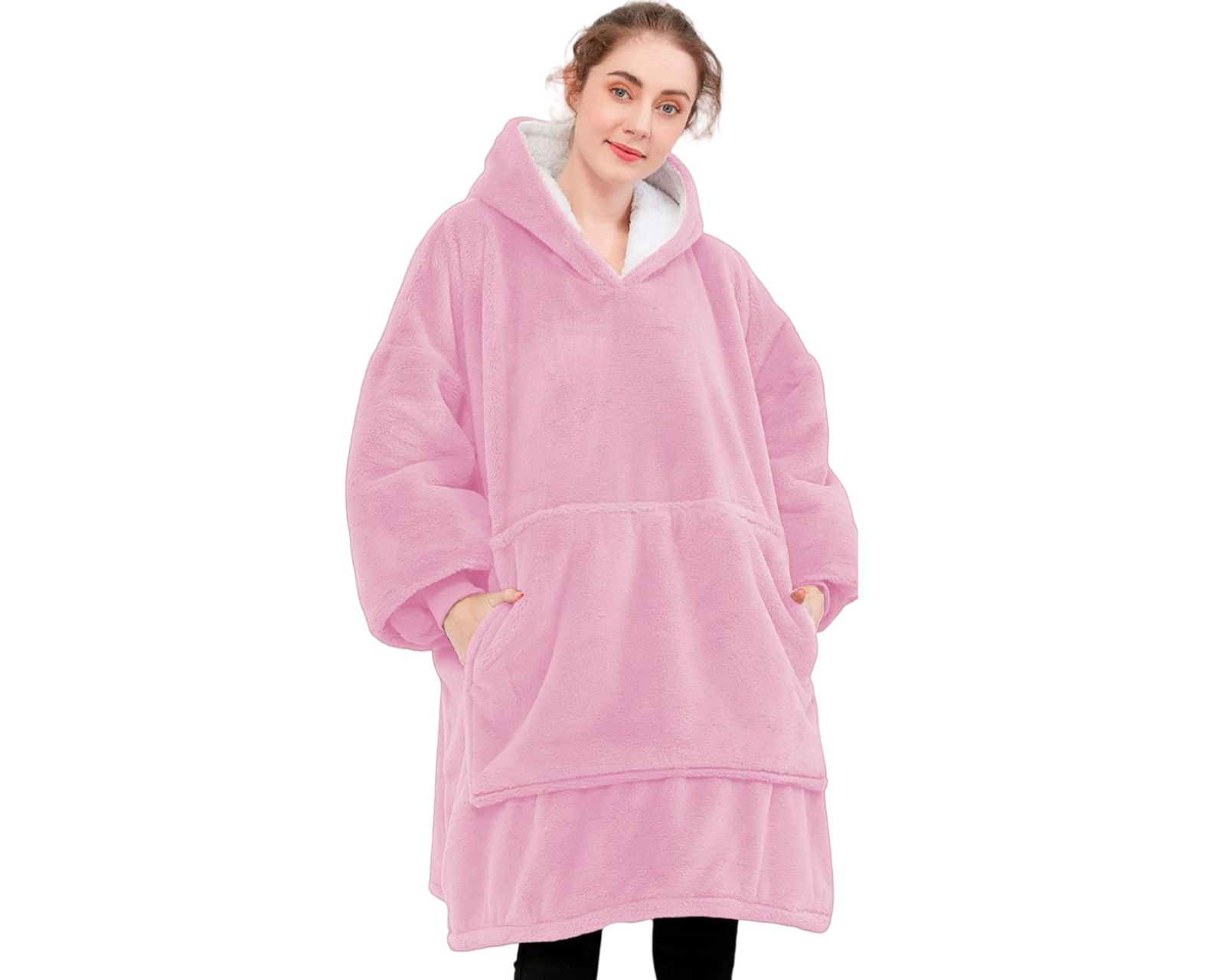 Foto 1 | Sudadera Cobija Manta Con Borrega Unitalla Térmica Rosa Bluelander