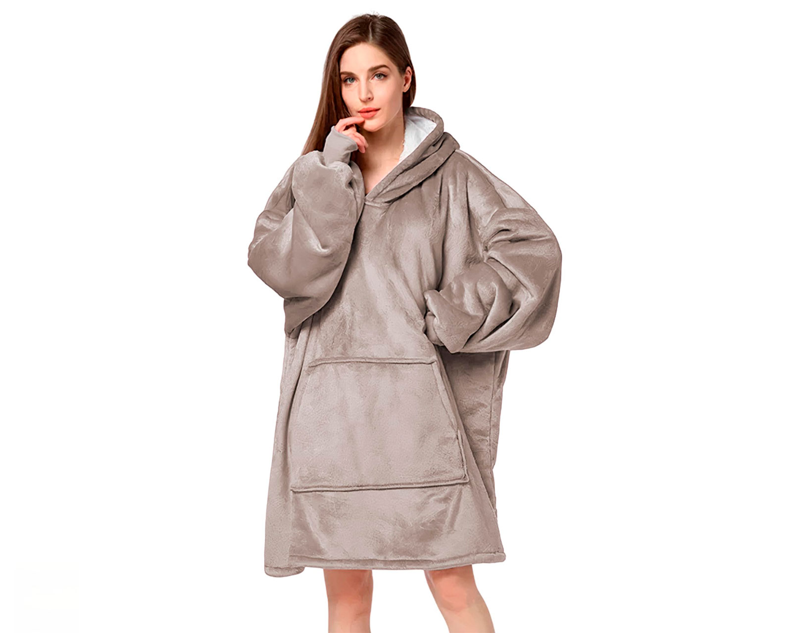 Sudadera Cobija Manta Con Borrega Unitalla Térmica Gris Bluelander