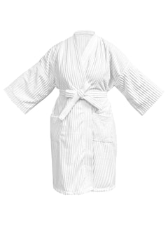 Foto 1 | Bata De Baño Elefantito Hogar Blanca Con Rayas En Relieve Microfibra Absorbente Cinturón Ajustable Manga 3/4 U