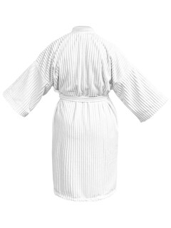 Foto 2 | Bata De Baño Elefantito Hogar Blanca Con Rayas En Relieve Microfibra Absorbente Cinturón Ajustable Manga 3/4 U