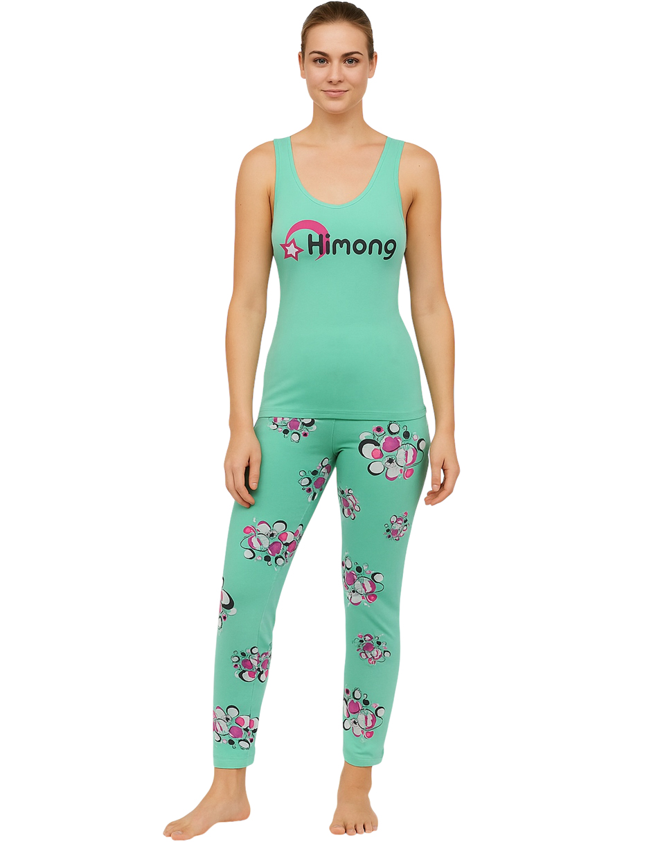 Foto 2 pulgar | Pijama para Mujer Set de Camiseta y Capri Verde