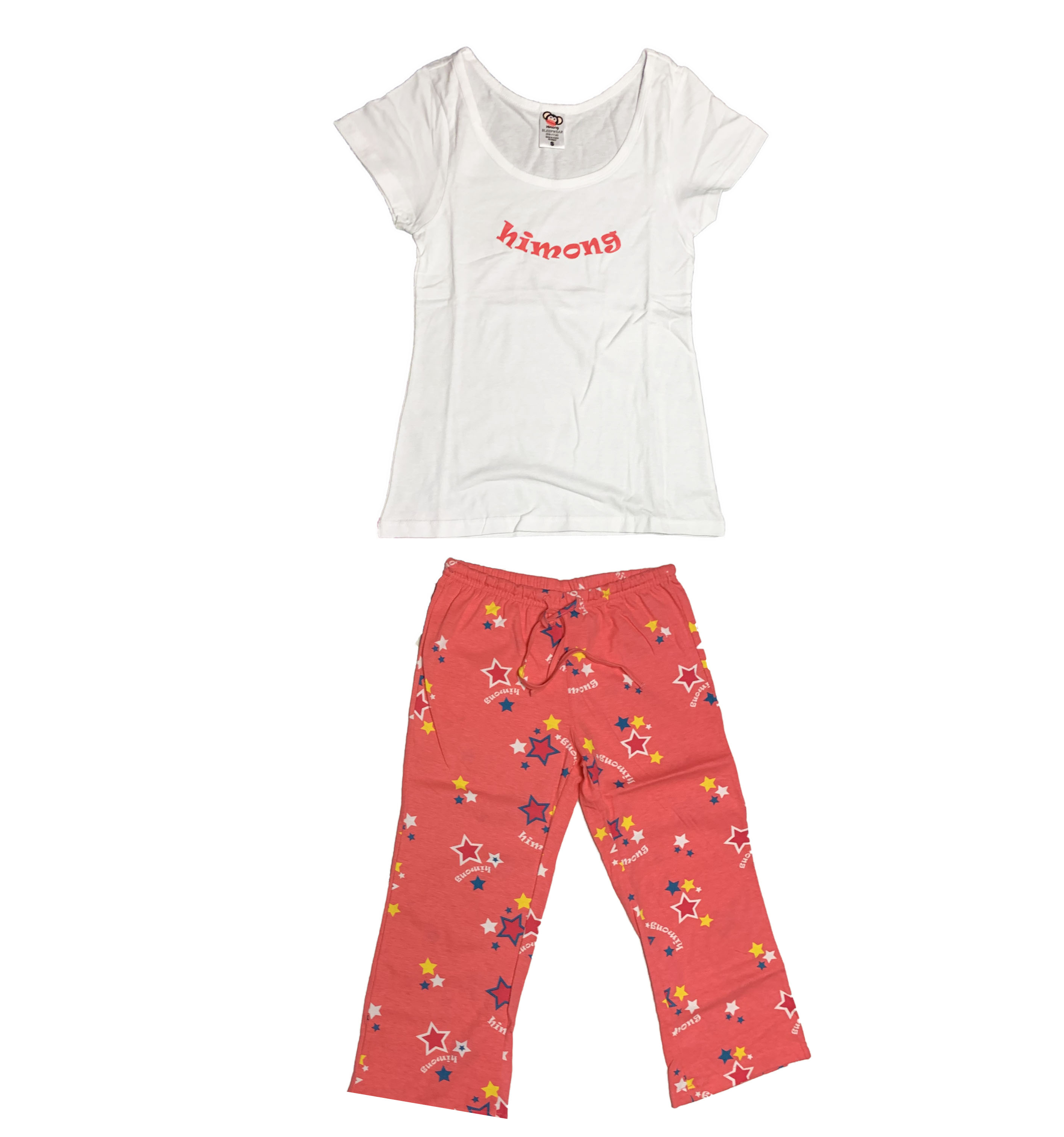 Foto 2 pulgar | Pijama para Mujer Set de Camiseta Blanca y Capri Coral