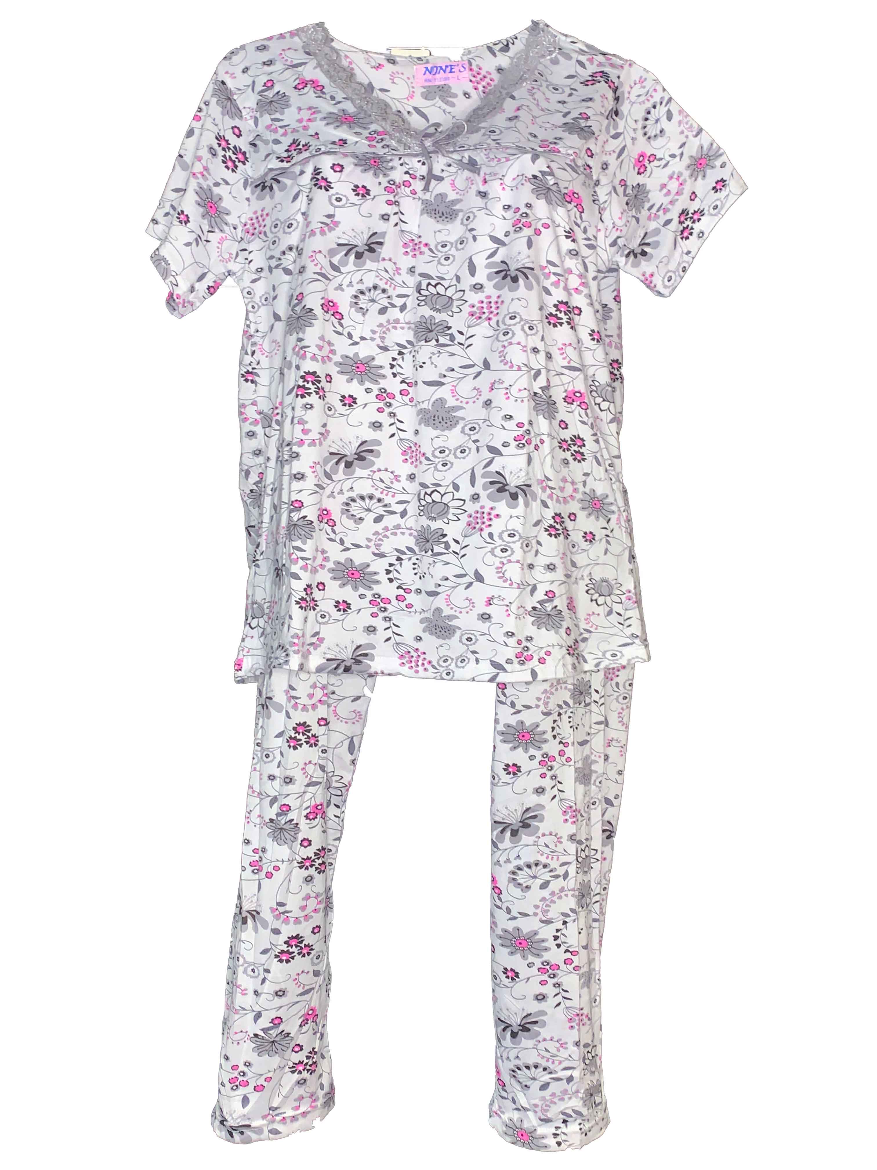 Foto 2 pulgar | Conjunto Pijama Blusa y Pantalón Tatys Fashion Diseño de Flores Suave y Cómoda