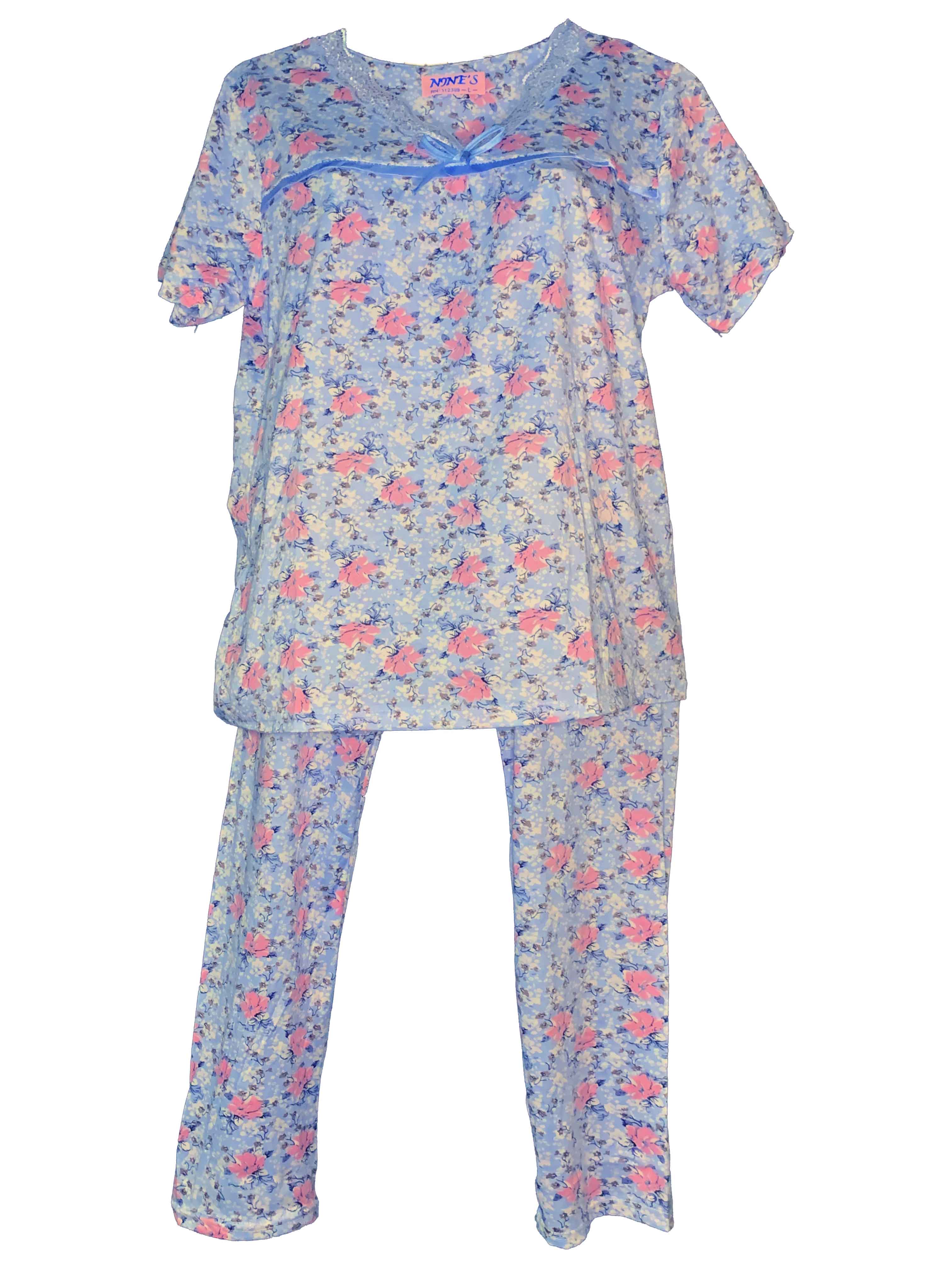 Foto 2 pulgar | Conjunto Pijama Blusa y Pantalón Tatys Fashion Diseño de Flores Suave y Cómoda