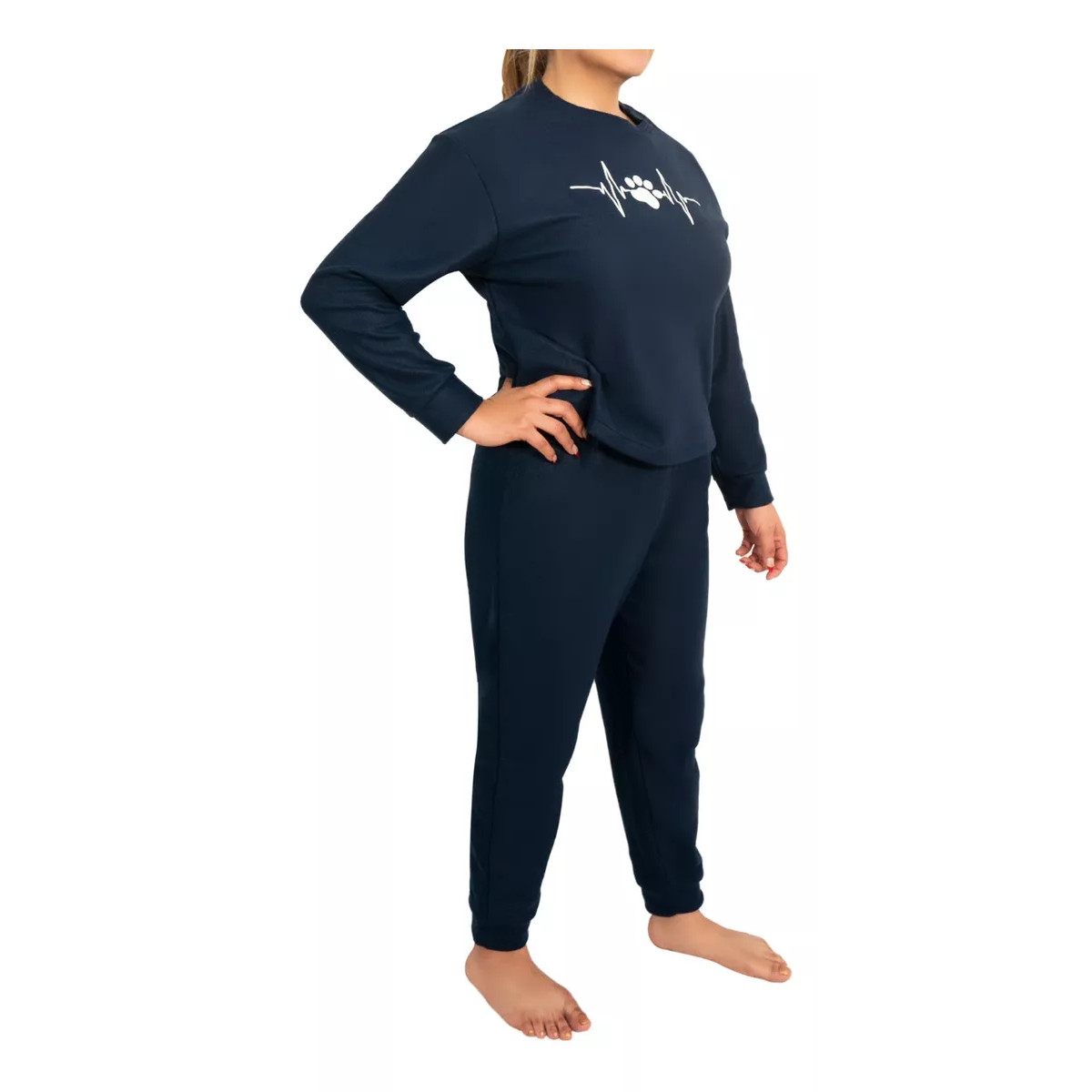 Foto 2 pulgar | Pijama Para Dama Con Sudadera Y Pantalón Estampada I Love Shape Azul M9029 Xg
