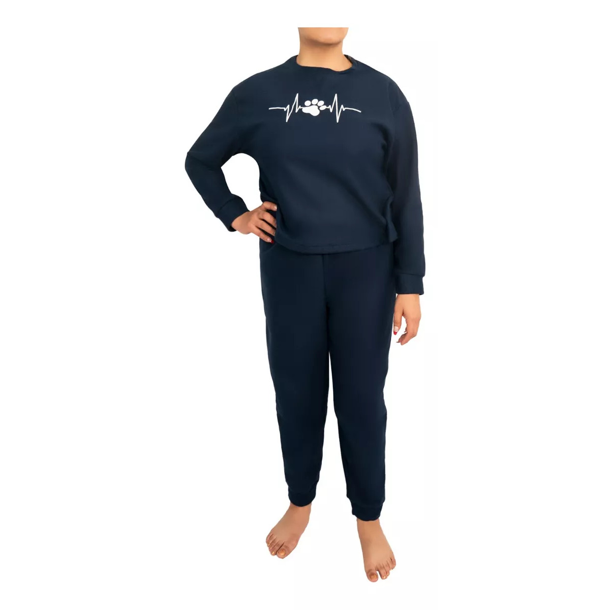 Foto 3 pulgar | Pijama Para Dama Con Sudadera Y Pantalón Estampada I Love Shape Azul M9029 Xg