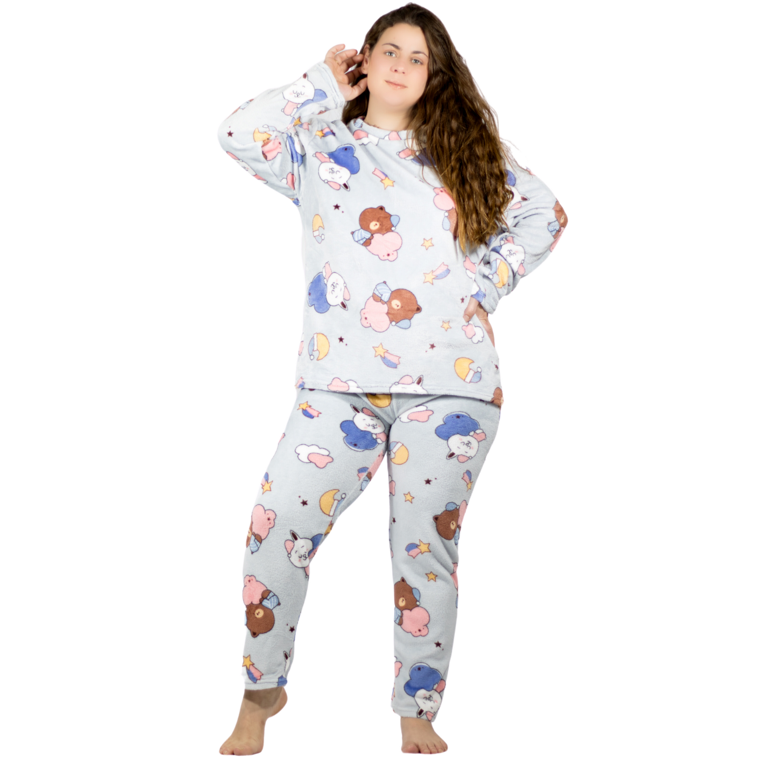 Pijama Afelpada de Mujer Pij-035-3 Diseño Único de Tela Polar
