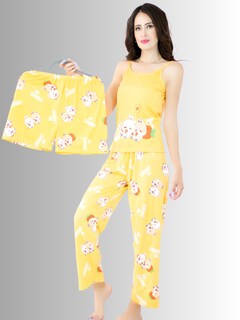 Foto 3 | Set de Pijama Pij-084 Amarillo para Mujer 3 Piezas