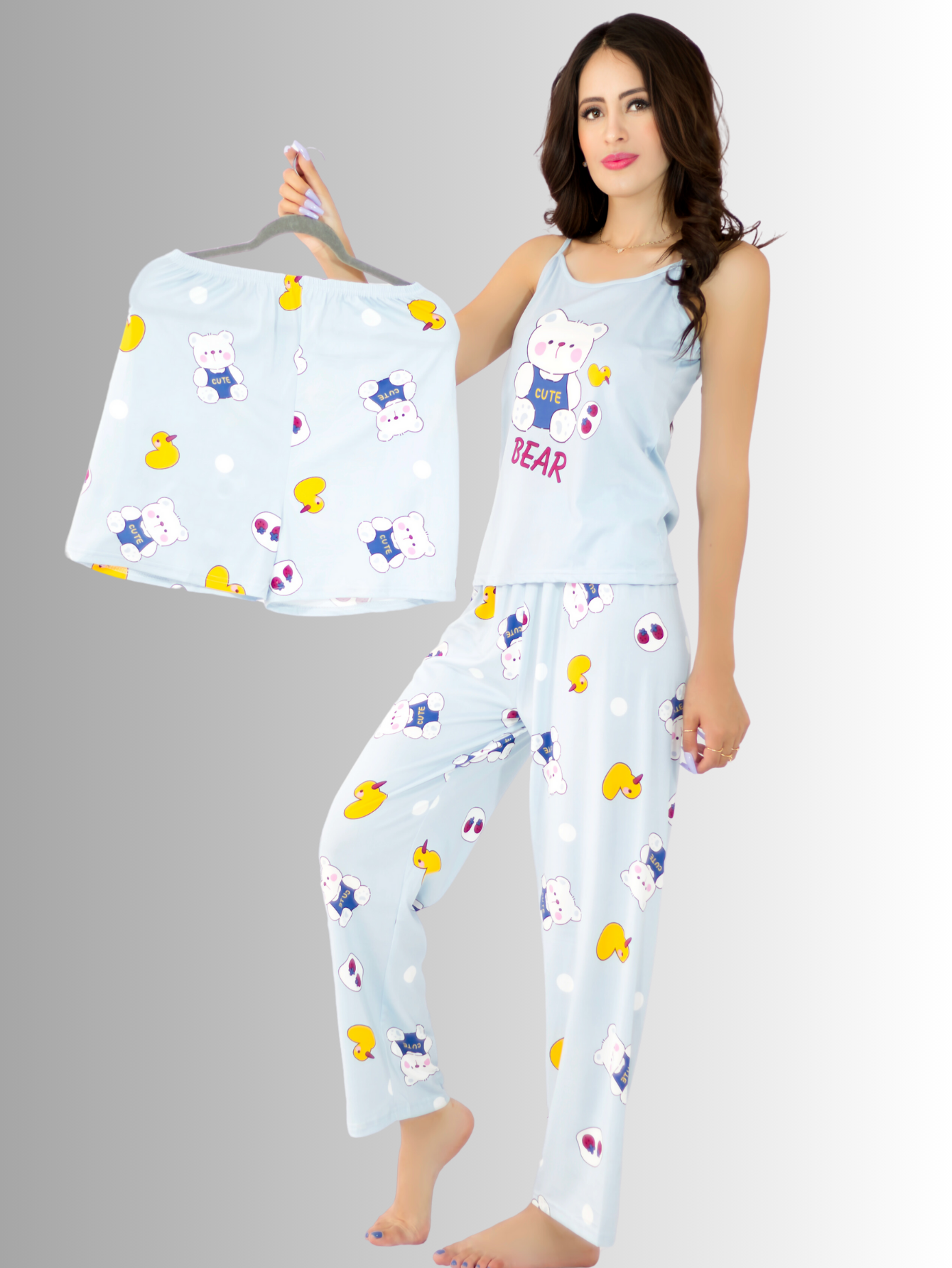 Set de Pijama Azul para Mujer Pantalón/ Short/ Blusa