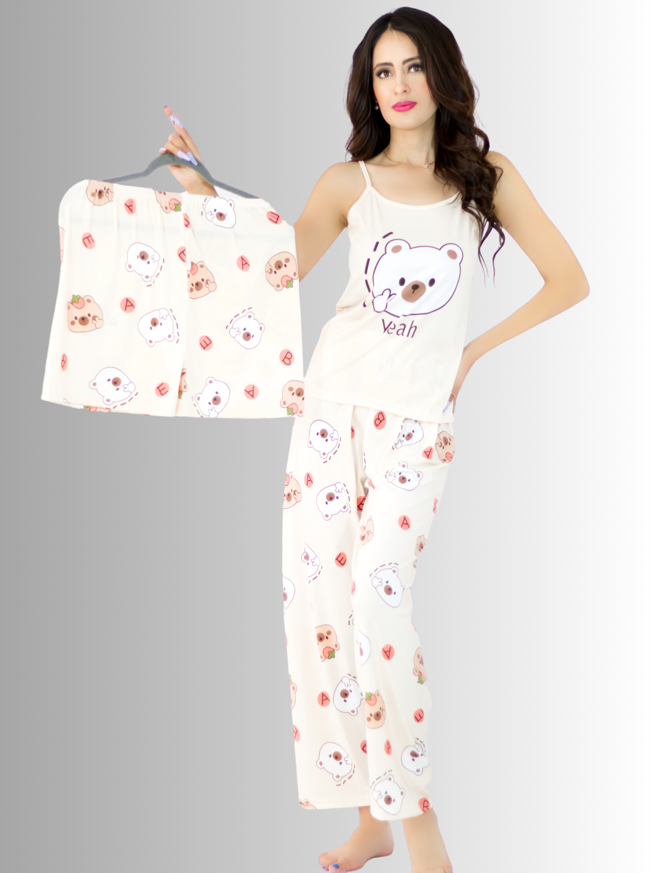 Foto 3 | Set de Pijama de 3 Piezas Pantalón Short y Blusa para Mujer Pij-084 Diseño Único