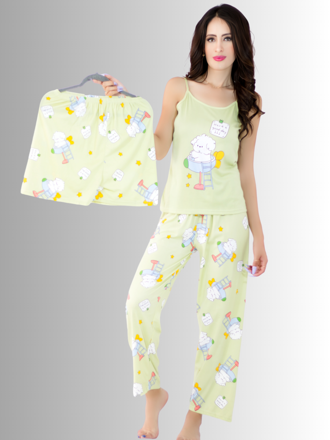 Set de Pijama Verde para Mujer Pantalón/ Short/ Blusa