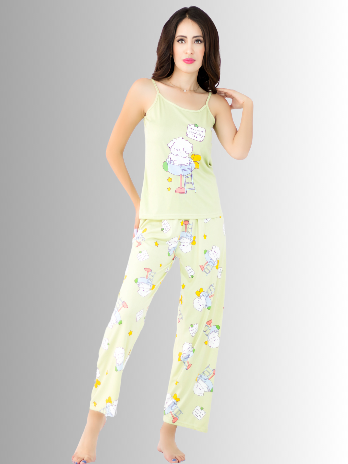 Foto 5 pulgar | Set de Pijama Verde para Mujer Pantalón/ Short/ Blusa
