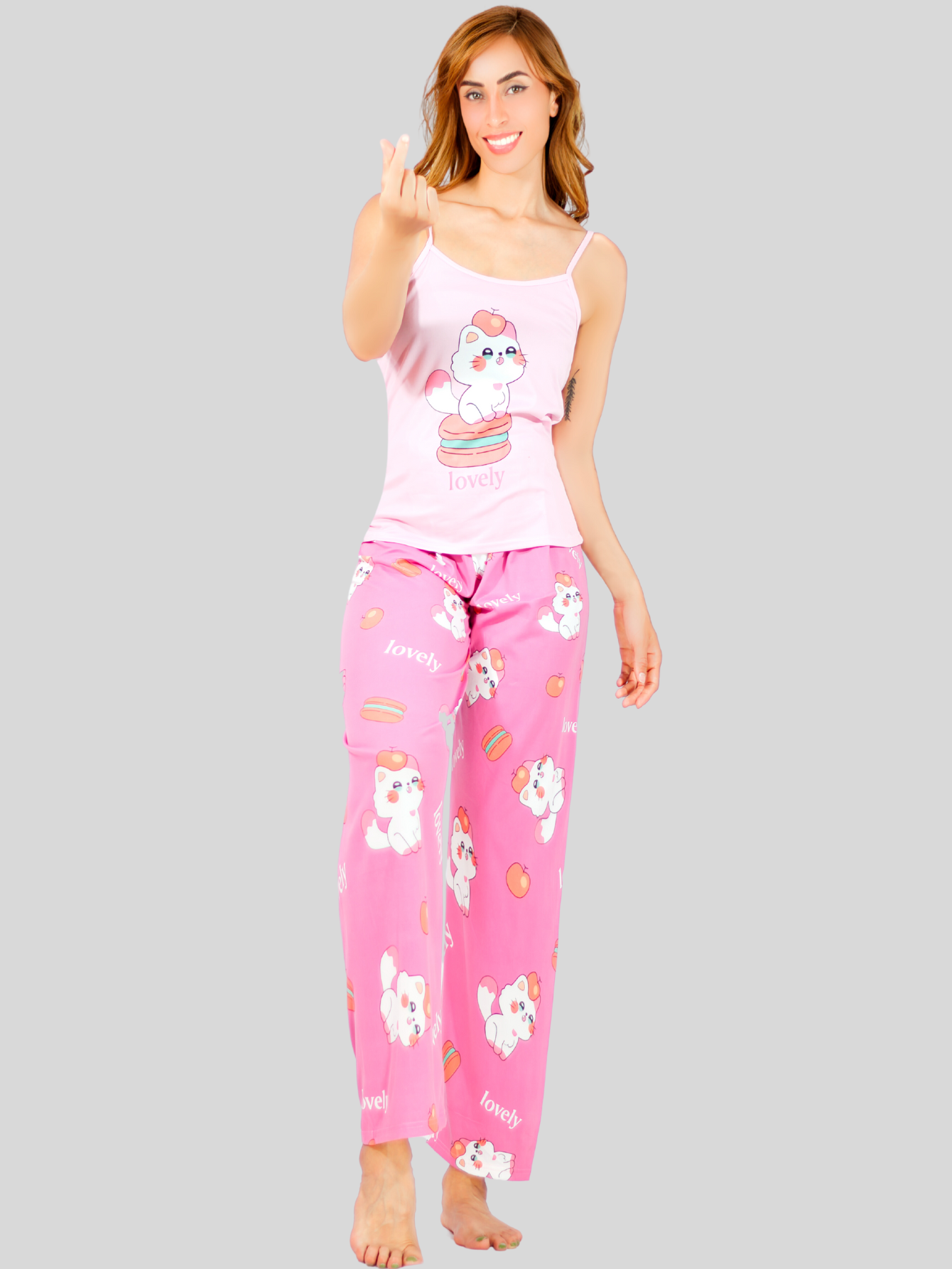 Foto 3 pulgar | Set Pijama de Pantalón y Blusa Pij-086 Estampado para Mujer