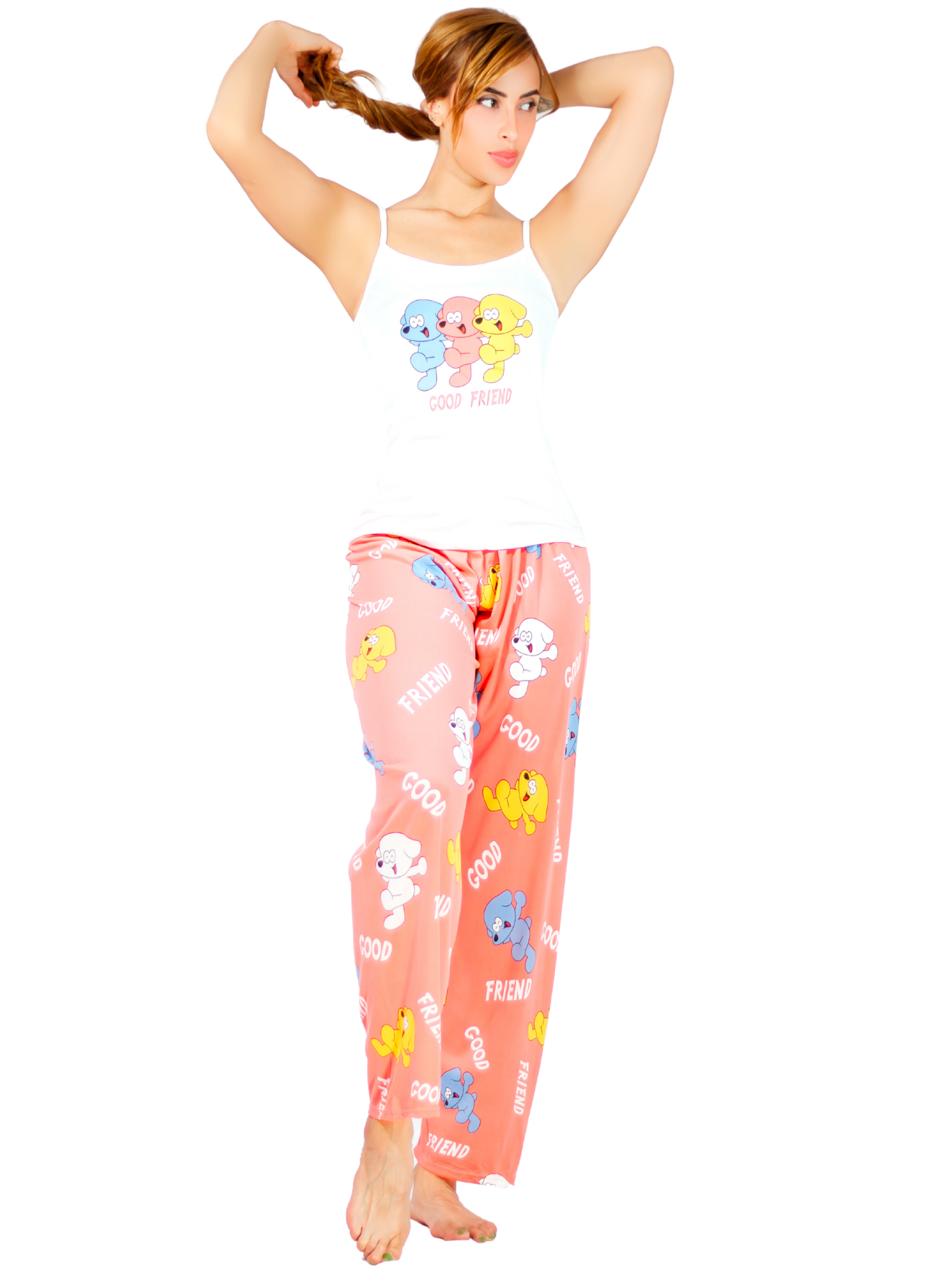 Set Pijama de Pantalón Y Blusa Pij-086 Estampado para Mujer