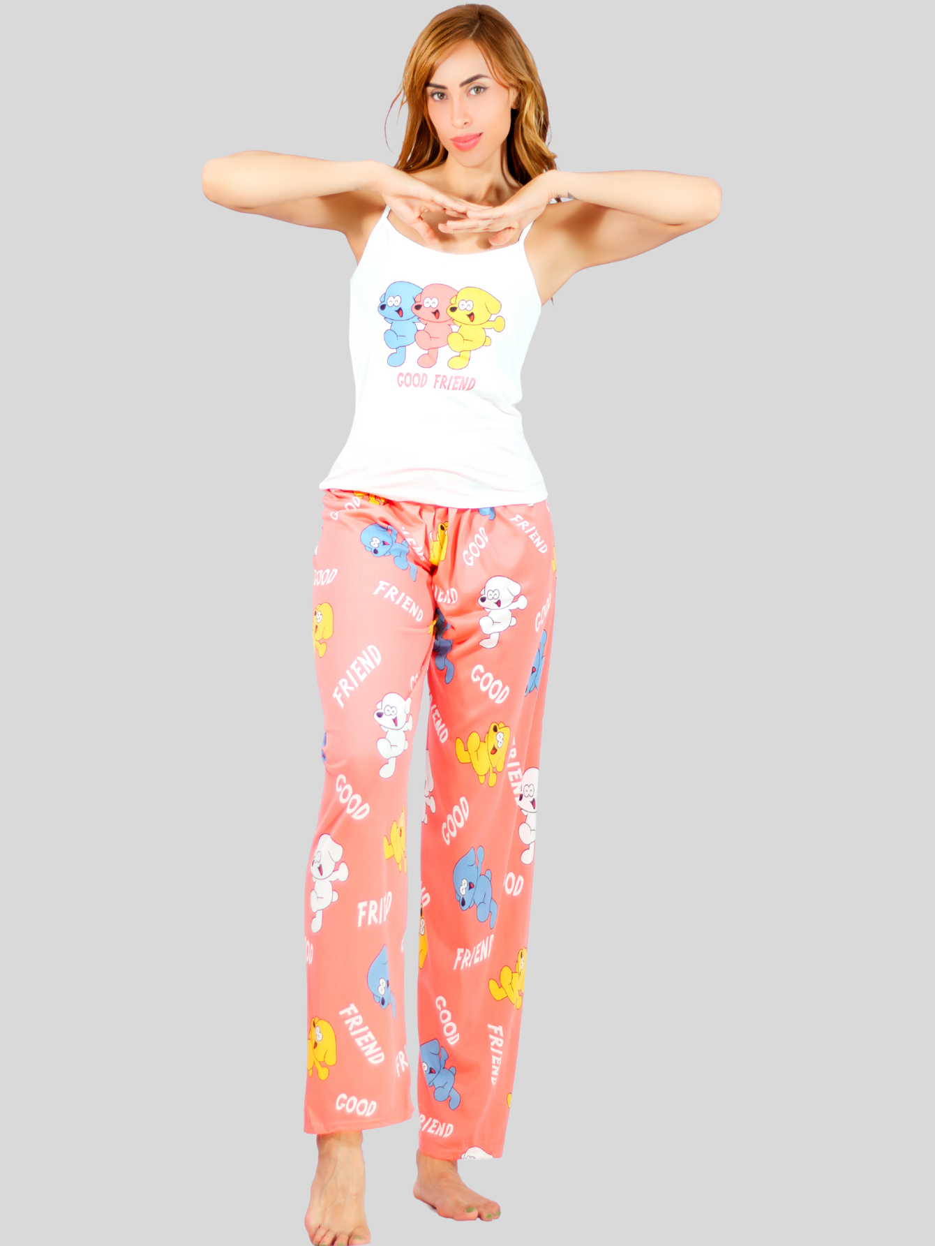 Foto 3 pulgar | Set Pijama de Pantalón Y Blusa Pij-086 Estampado para Mujer