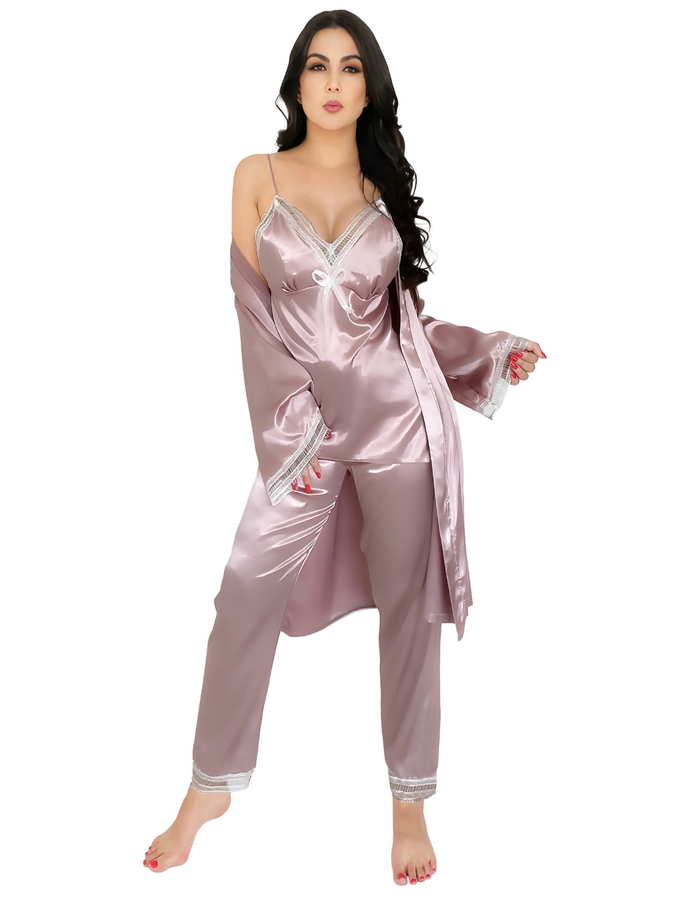 Conjunto Pijama Satin 3 Piezas para Mujer