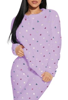 Foto 1 | Pijama Para Mujer Shendy Vendy Conjunto 2 Piezas Elegante Invierno Afelpado Lila Corazón Extra Grande