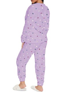 Foto 3 | Pijama Para Mujer Shendy Vendy Conjunto 2 Piezas Elegante Invierno Afelpado Lila Corazón Extra Grande