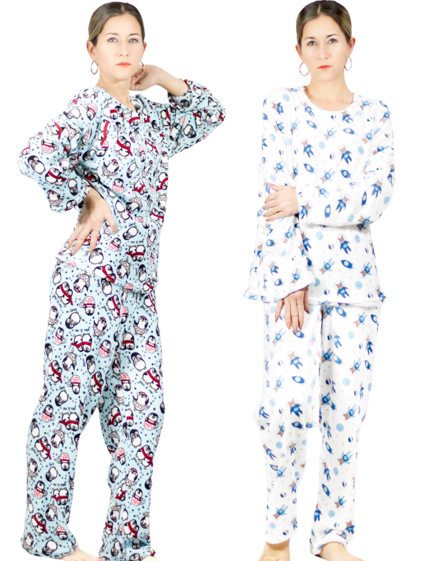 Foto 2 pulgar | Set De 2 Pijamas Afelpadas Mujer Polar Pantalón Pij-035-d52/53 Sudadera Ropa Invierno