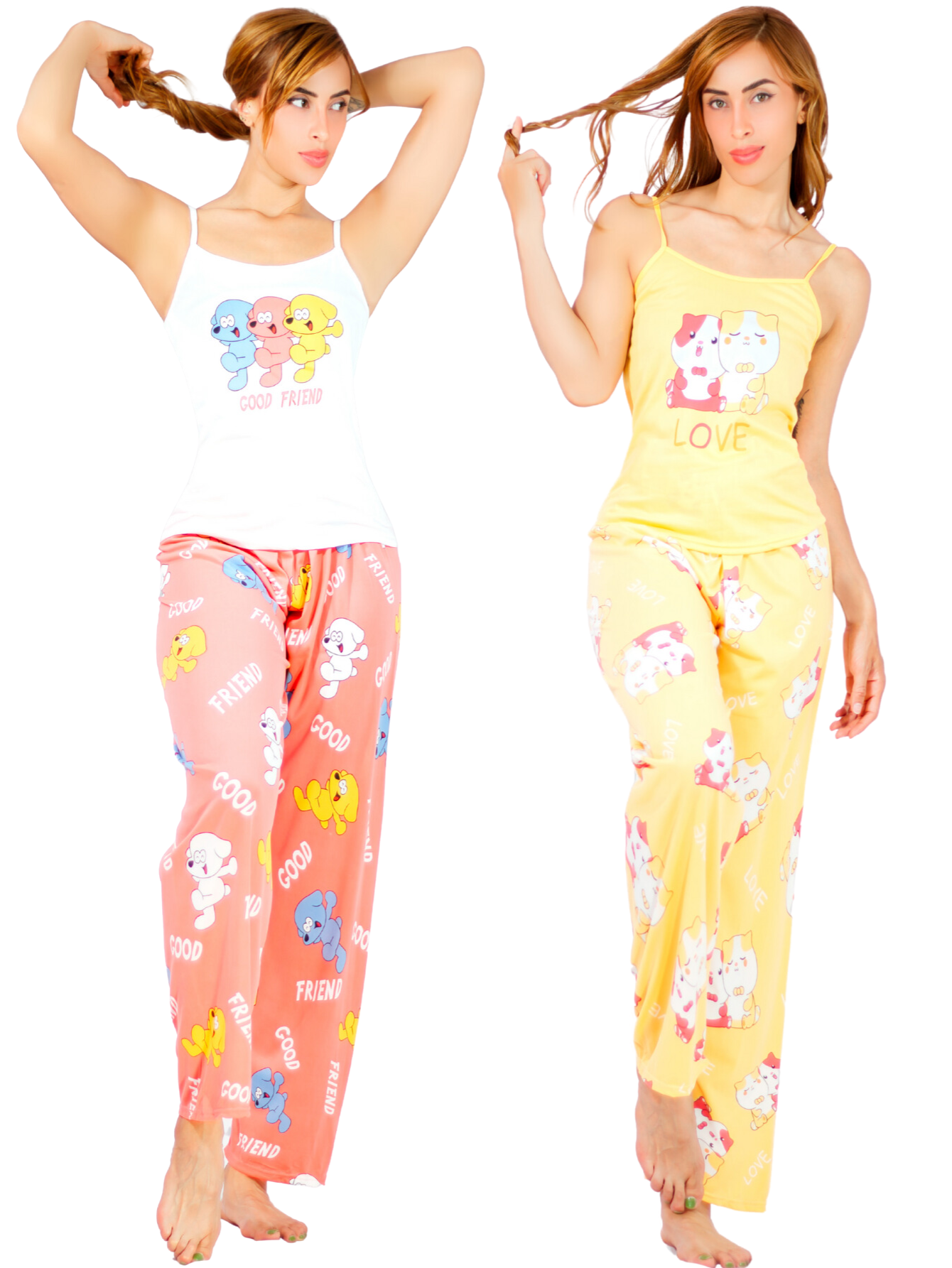 Set De 2 Conjunto Pijama Mujer Blusa Y Pantalón Dama Pij-086 D8/d9 Piyama Pyjama
