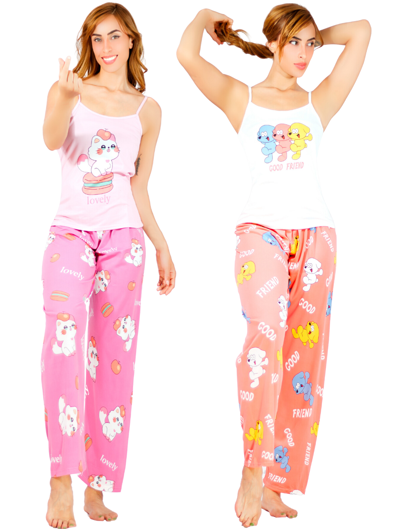 Set De 2 Conjunto Pijama Mujer Blusa Y Pantalón Dama Pij-086 D7/d8 Piyama Pyjama