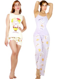Foto 1 | Set De 2 Pijama De Short Y Pants Mujer Ropa De Dormir Pij-085-086 D3/d4 Aesthetic