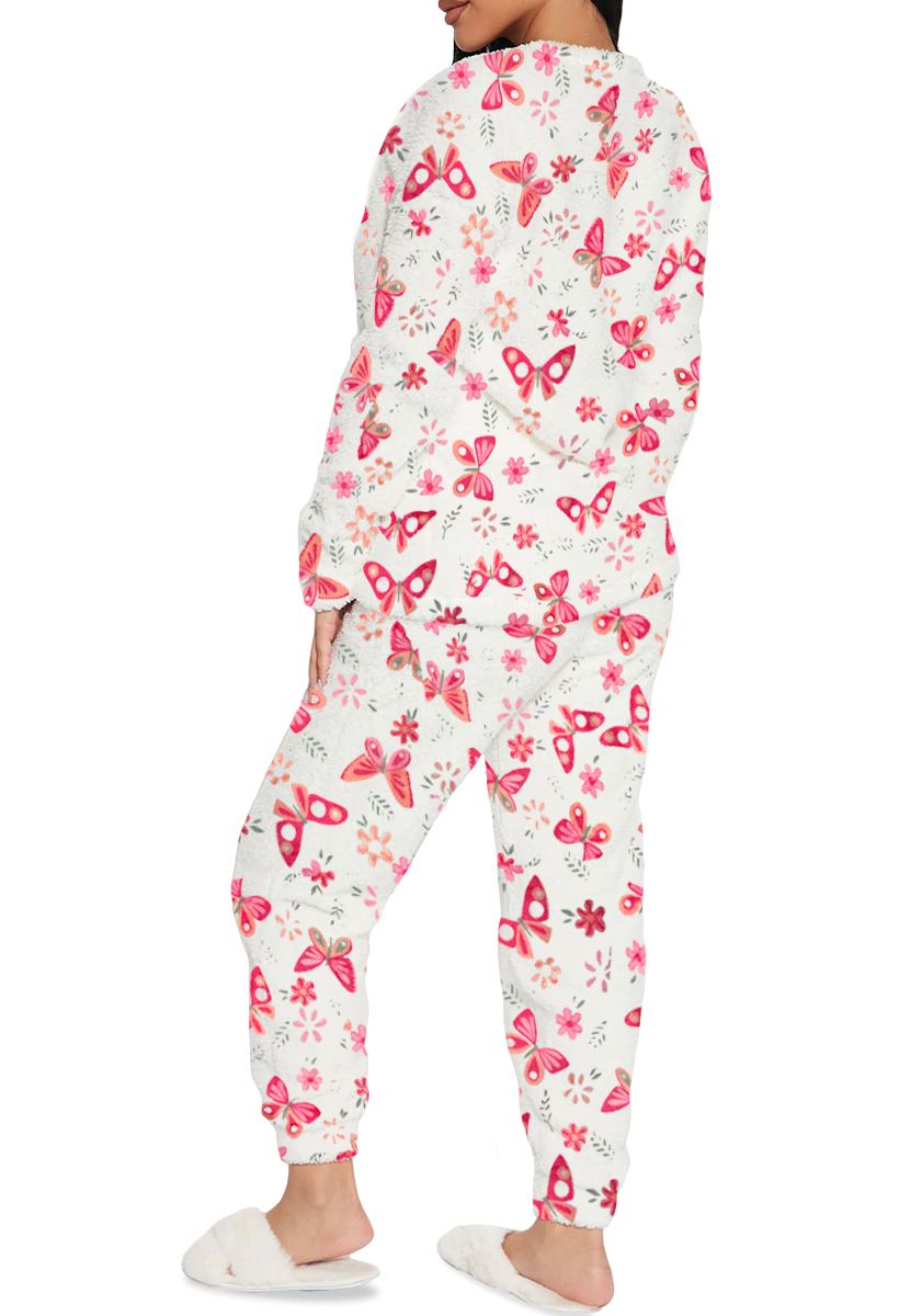 Foto 3 pulgar | Pijama Para Mujer Shendy Vendy Conjunto 2 Piezas Elegante Invierno Afelpado Rosa Claro Mariposa Chica