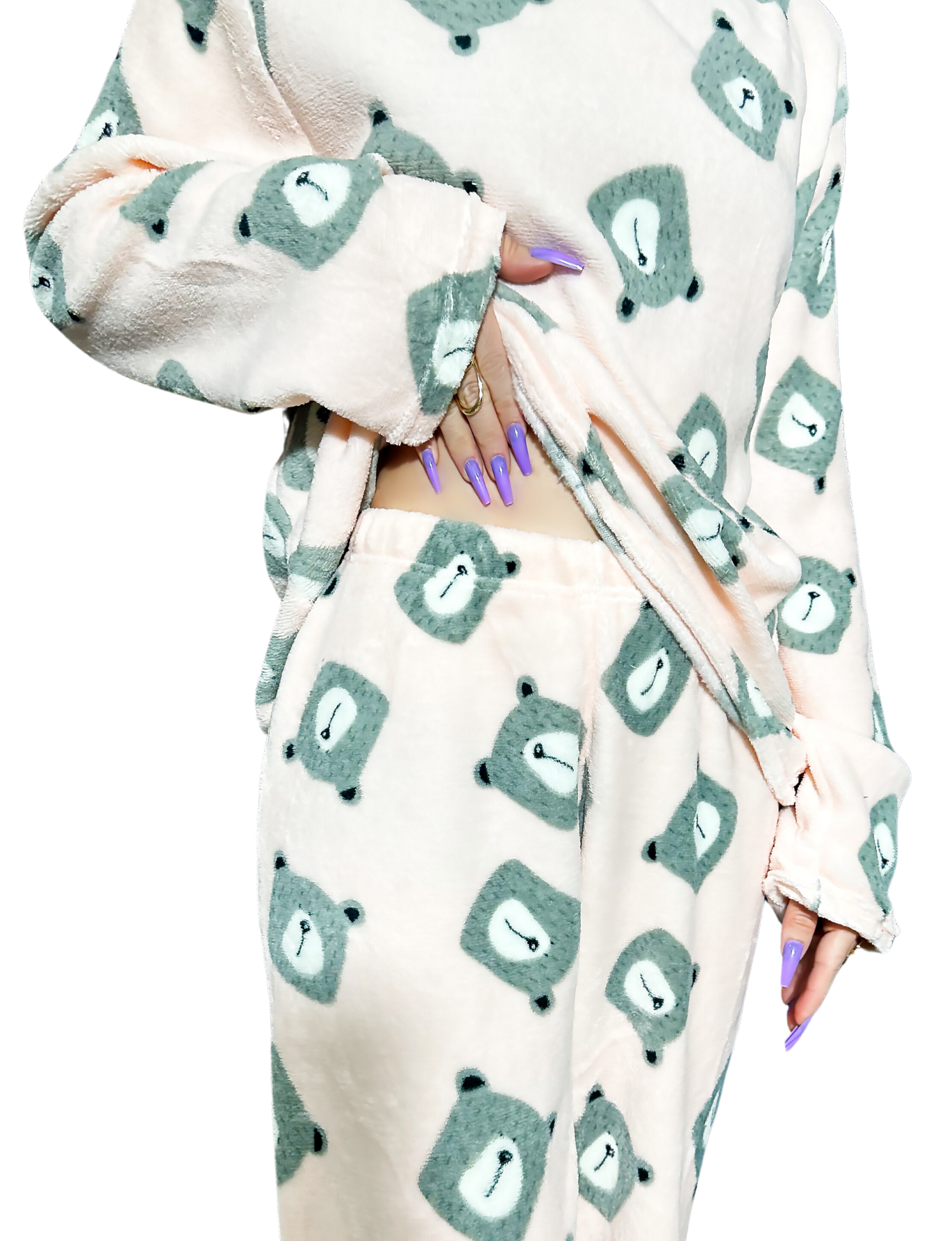 Foto 2 pulgar | Pijama Afelpada Mujer Polar Pantalón Sudadera Ropa Invierno Pij 035 2 Variedad De Diseños Invierno