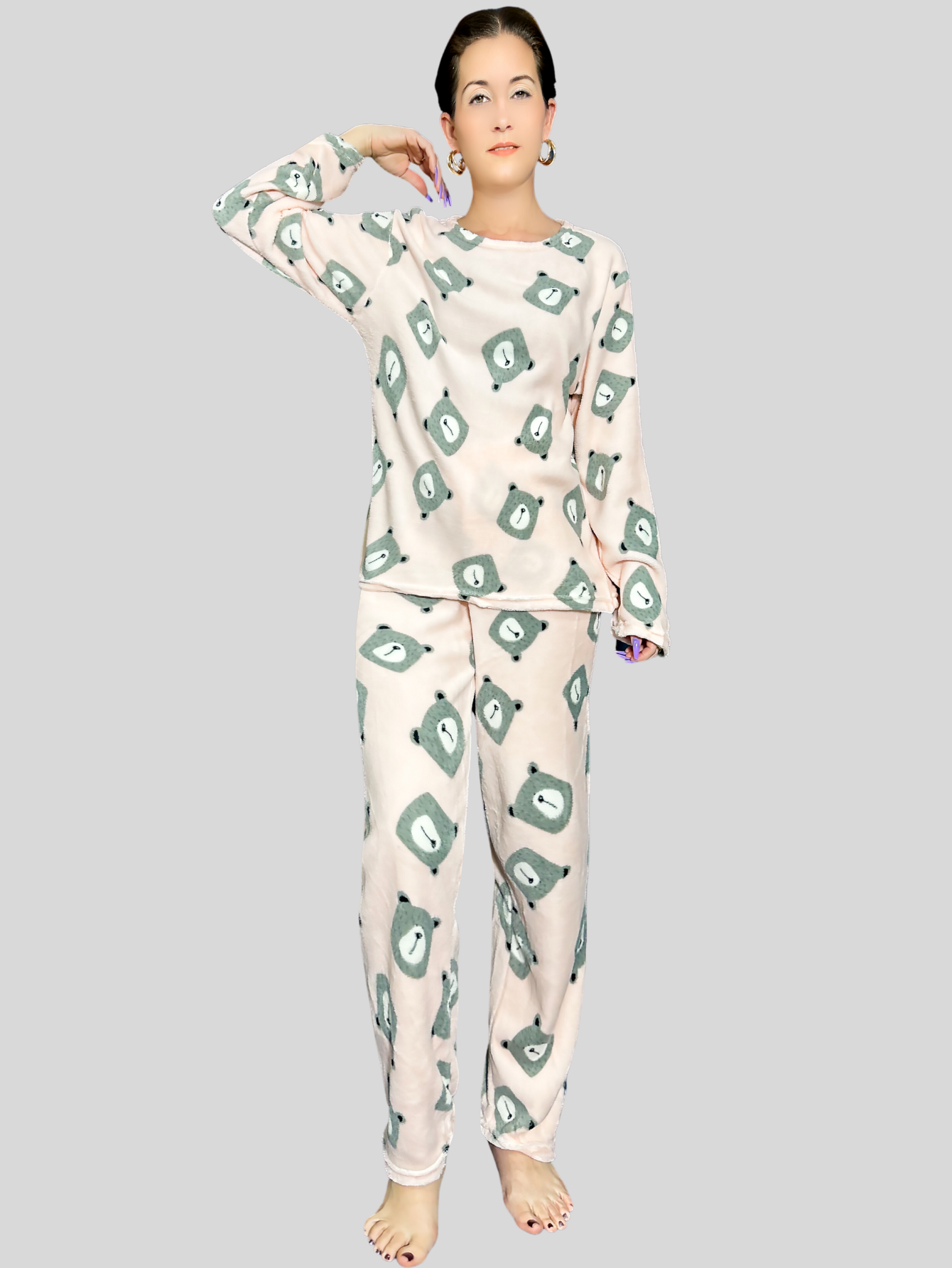 Foto 6 pulgar | Pijama Afelpada Mujer Polar Pantalón Sudadera Ropa Invierno Pij 035 2 Variedad De Diseños Invierno