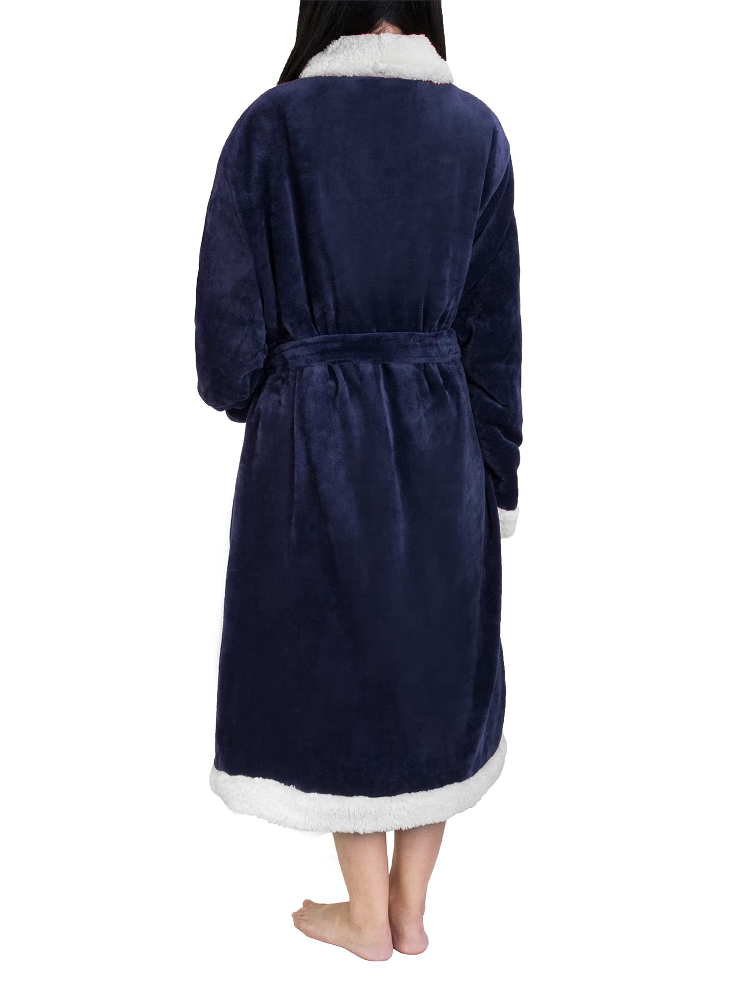 Foto 3 pulgar | Forro Polar Sherpa Robe Pavilia Premium Para Mujer Con Ribete Satinado, Color Azul Marino - Venta Internacional.