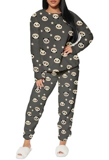 Foto 1 | Pijama Para Mujer Shendy Vendy Conjunto 2 Piezas Elegante Invierno Afelpado Gris Panda Chica