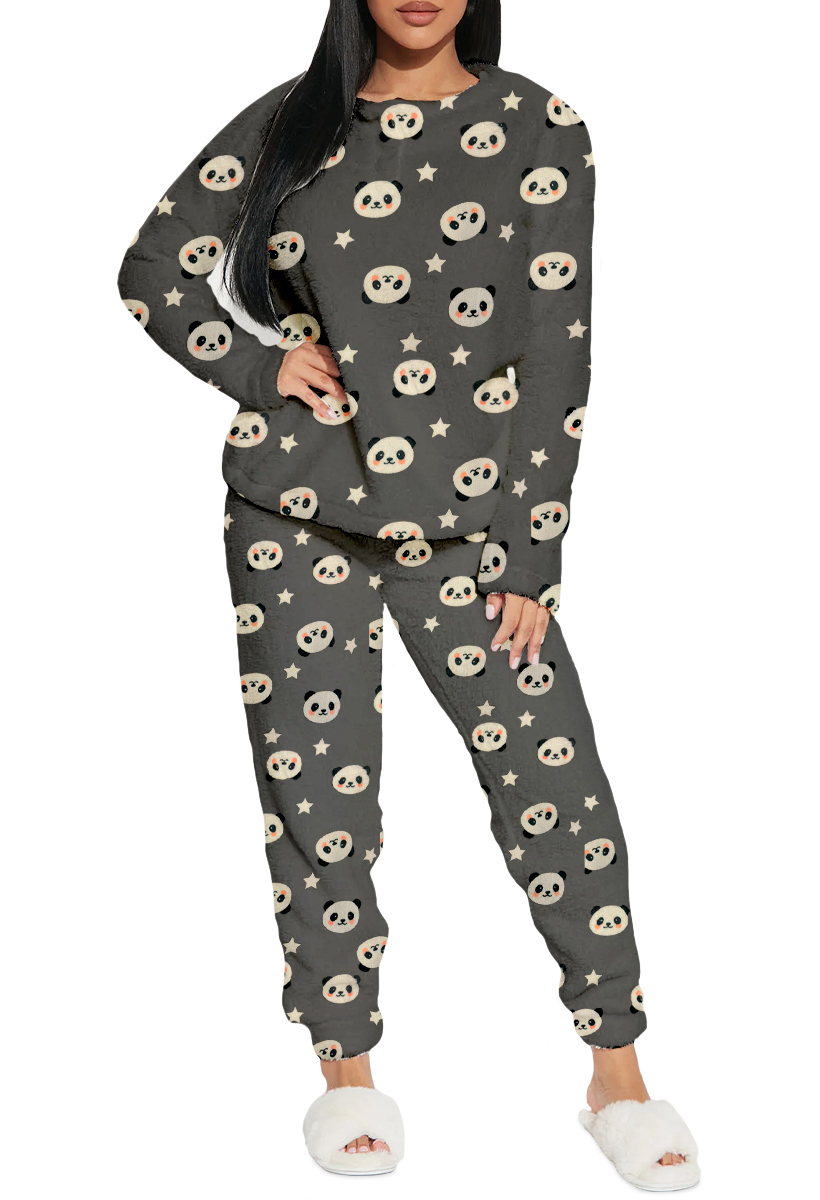Foto 3 pulgar | Pijama Para Mujer Shendy Vendy Conjunto 2 Piezas Elegante Invierno Afelpado Gris Panda Chica