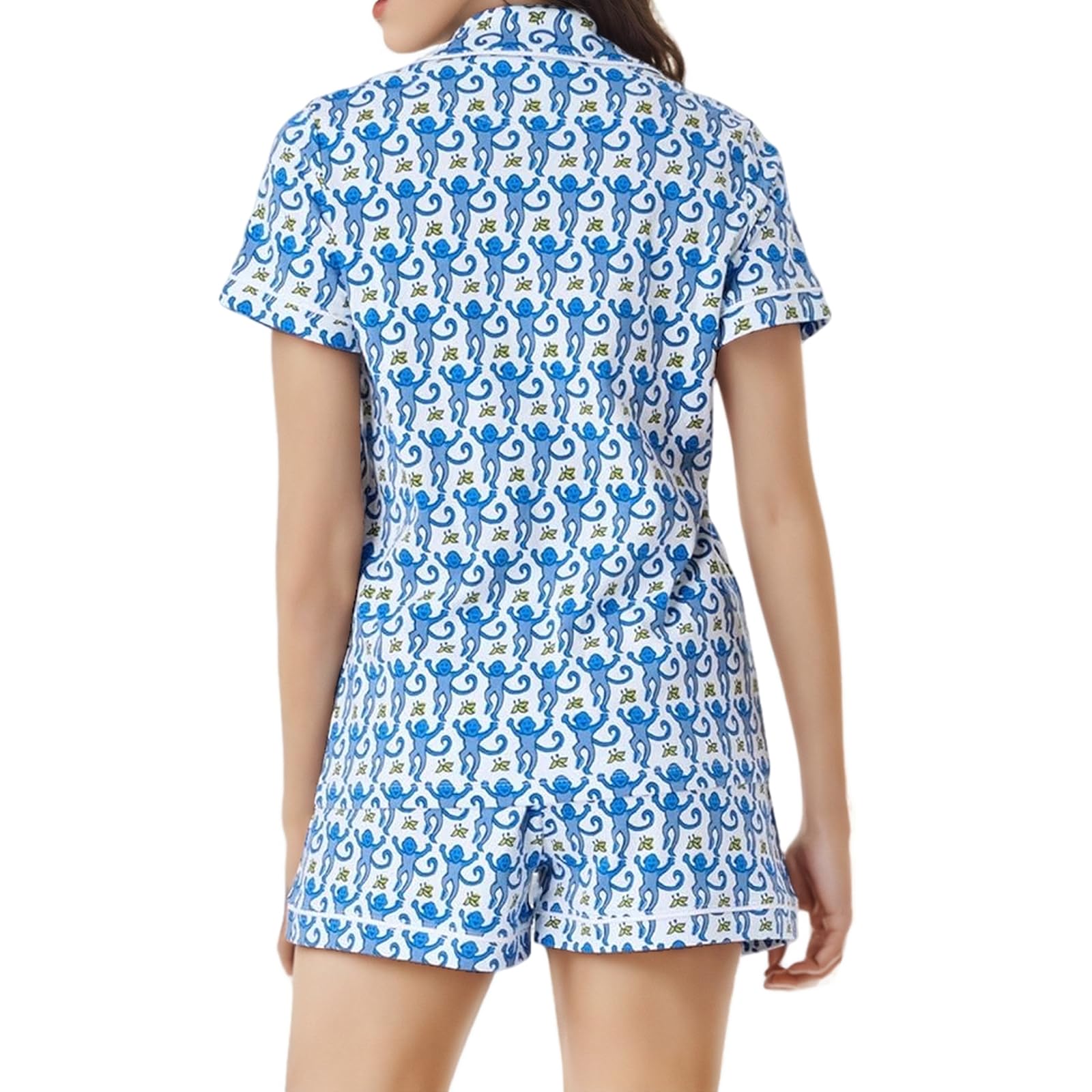 Foto 3 pulgar | Conjunto De Pijama Para Mujer, Pantalones Cortos Con Botones, 2 Piezas, Monkey Bunny - Venta Internacional.