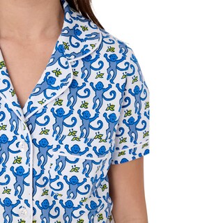 Foto 3 | Conjunto De Pijama Para Mujer, Pantalones Cortos Con Botones, 2 Piezas, Monkey Bunny - Venta Internacional.