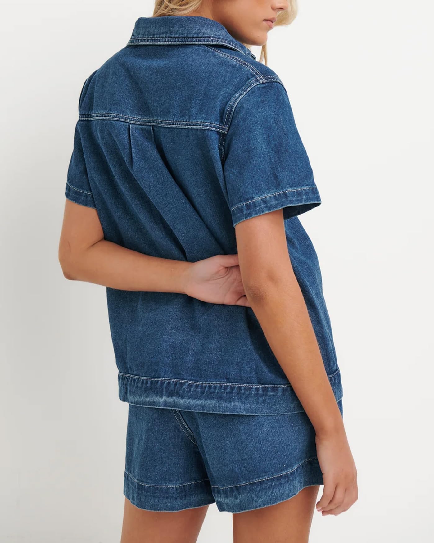 Foto 3 pulgar | Conjunto De Pijama De Mezclilla Outfit Kedera De 2 Piezas Para Mujer - Venta Internacional.
