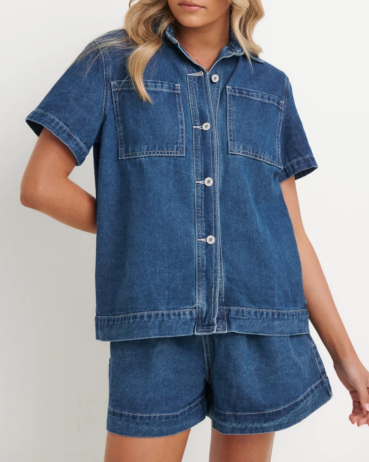 Foto 5 pulgar | Conjunto De Pijama De Mezclilla Outfit Kedera De 2 Piezas Para Mujer - Venta Internacional.