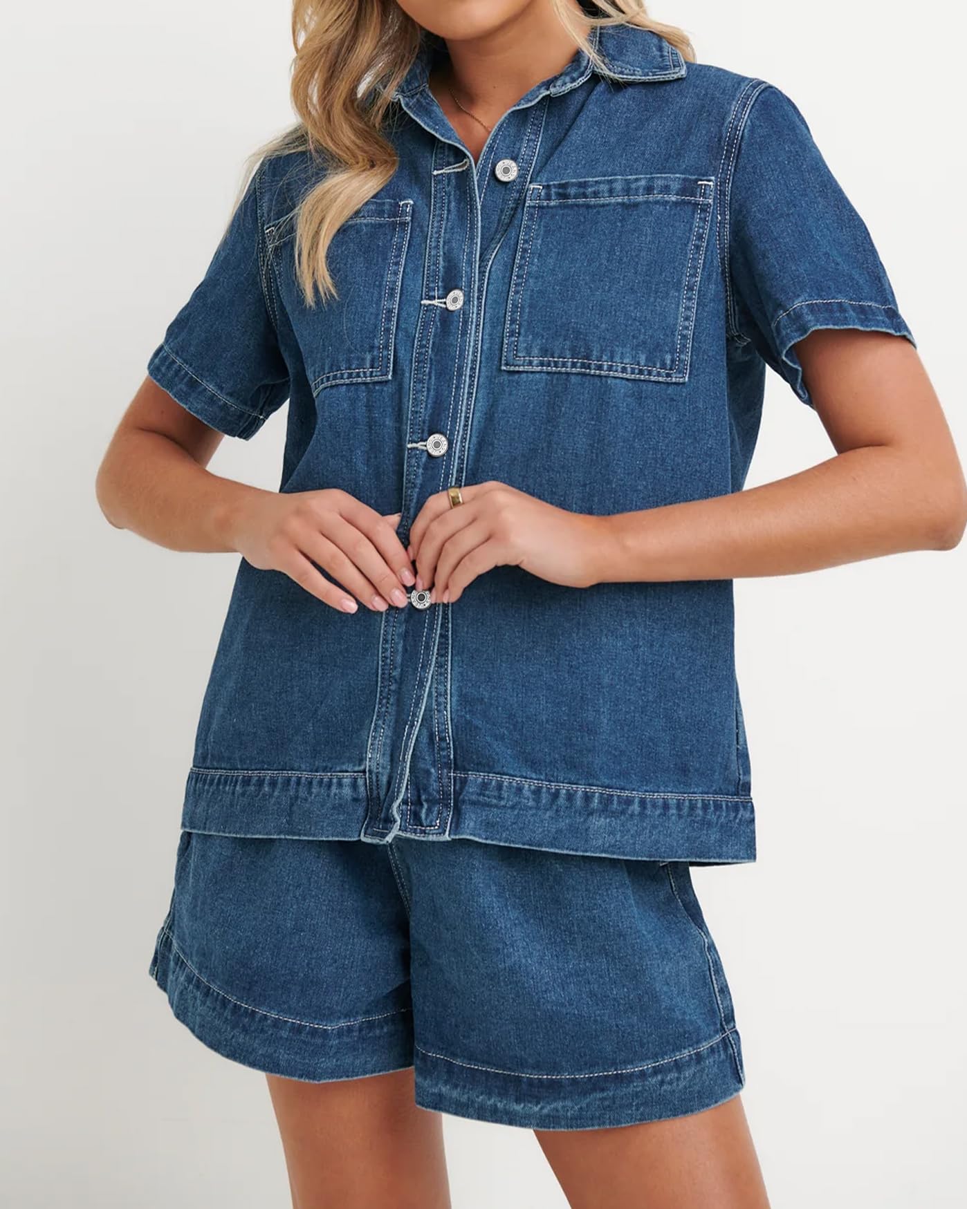 Foto 7 pulgar | Conjunto De Pijama De Mezclilla Outfit Kedera De 2 Piezas Para Mujer - Venta Internacional.