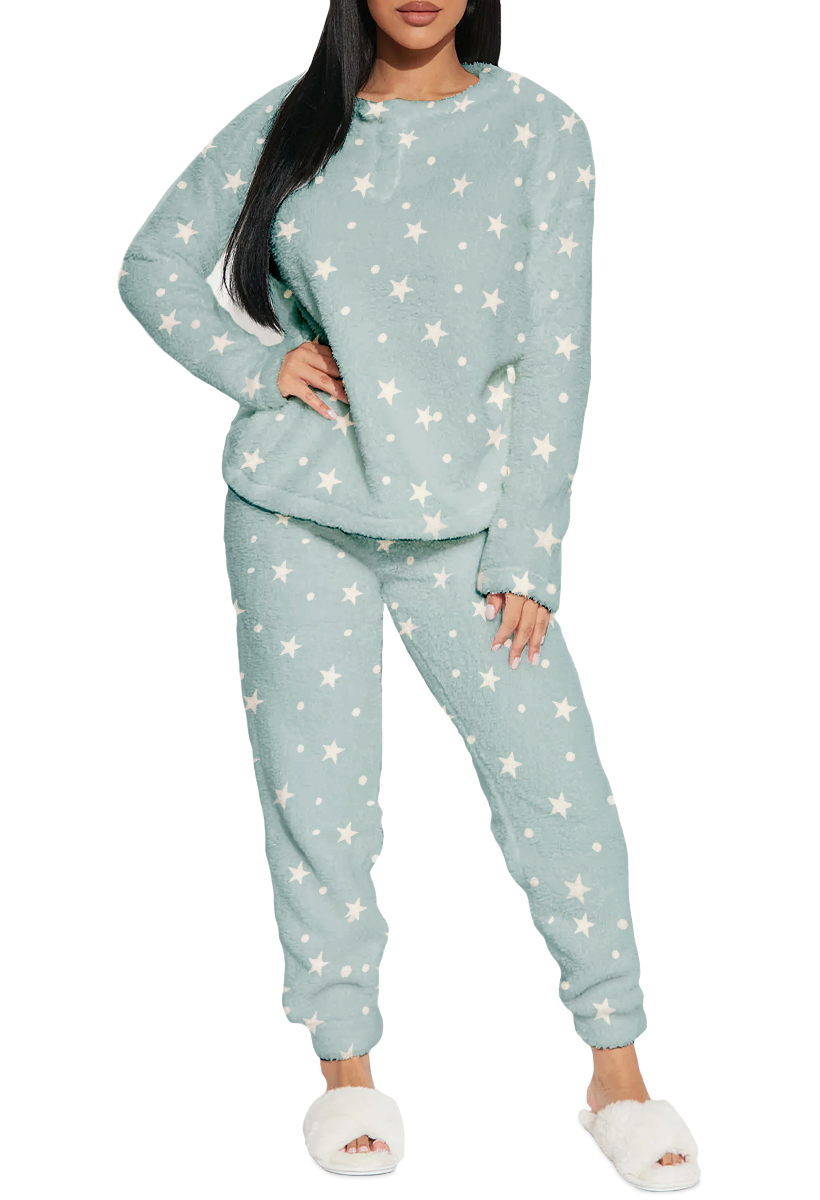 Foto 2 pulgar | Pijama Shendy Vendy Conjunto 2 Piezas Afelpado Verde para Mujer