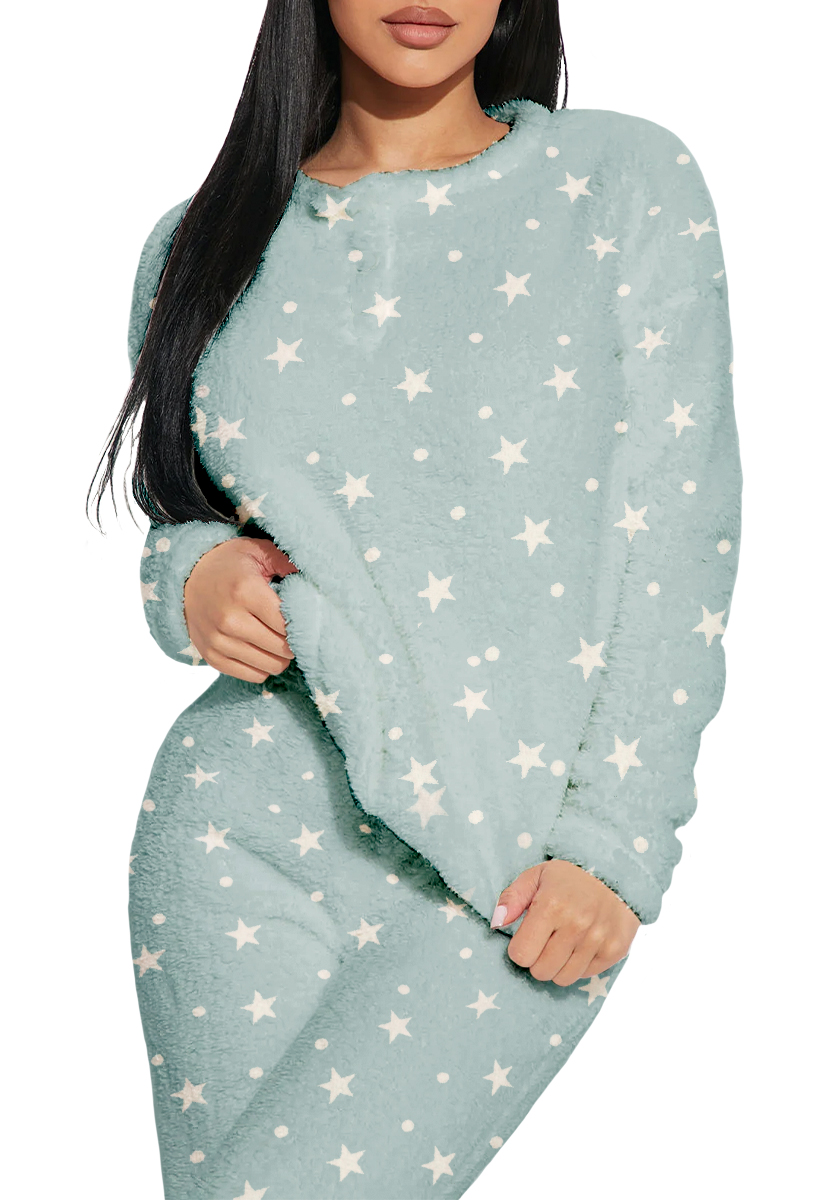 Foto 4 pulgar | Pijama Shendy Vendy Conjunto 2 Piezas Afelpado Verde para Mujer