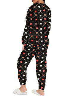 Foto 4 | Pijama Para Mujer Shendy Vendy Conjunto 2 Piezas Elegante Invierno Afelpado Negro Corazon Mediano
