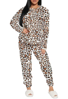 Foto 1 | Pijama Para Mujer Shendy Vendy Conjunto 2 Piezas Elegante Invierno Afelpado Camel Leopardo Extra Grande