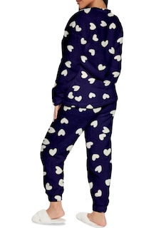 Foto 4 | Pijama Para Mujer Shendy Vendy Conjunto 2 Piezas Elegante Invierno Afelpado Azul Marino Corazon Chico