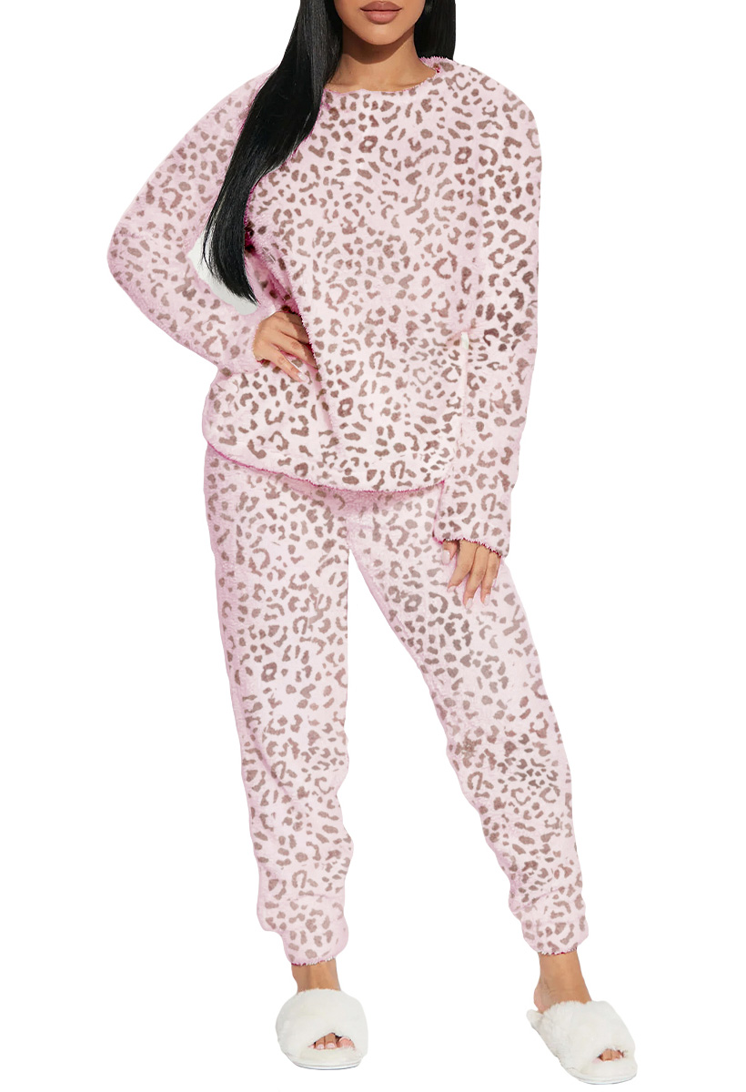 Foto 2 pulgar | Pijama Para Mujer Shendy Vendy Conjunto 2 Piezas Elegante Invierno Afelpado Rosa Palido Manchas Mediano